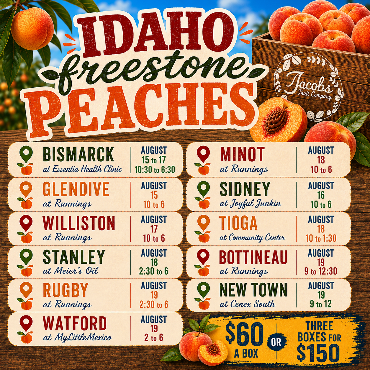 Ad for idaho freestone peaches