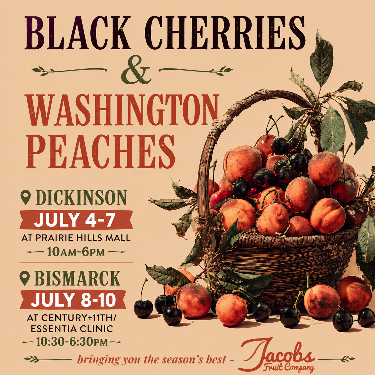 Black Cherries and Washington Peaches ad banner
