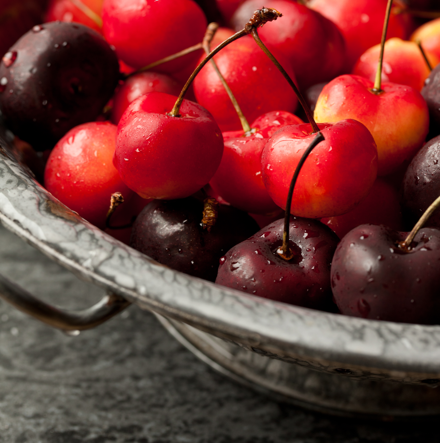 Bowl of mixed cherries