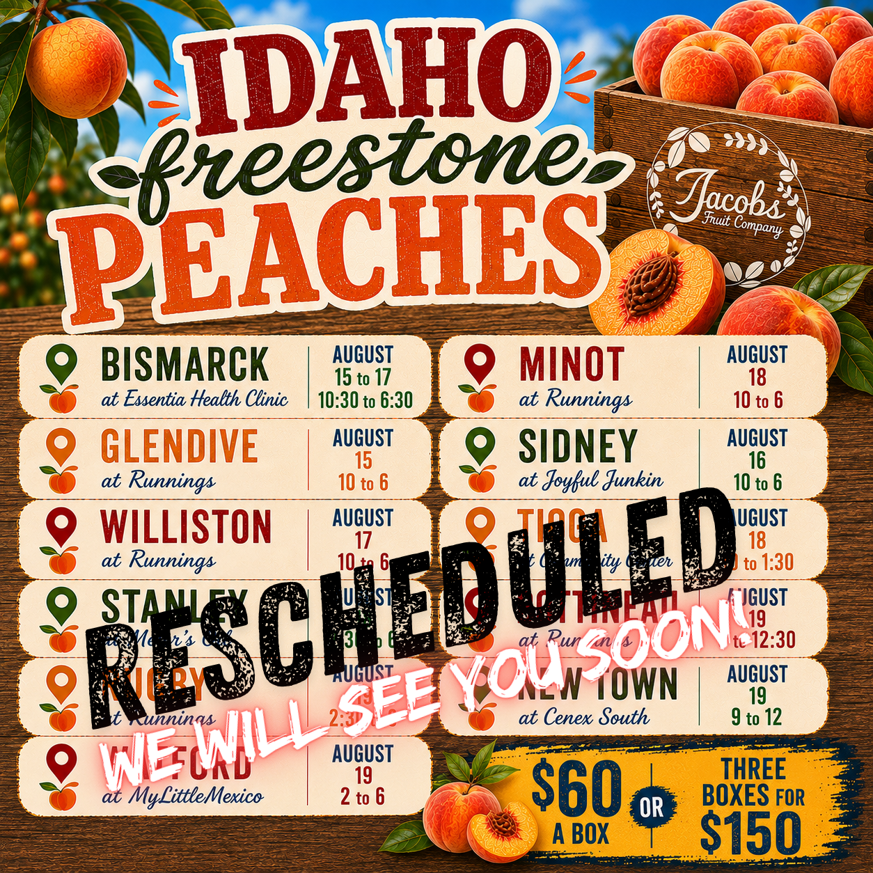 Ad for idaho freestone peaches