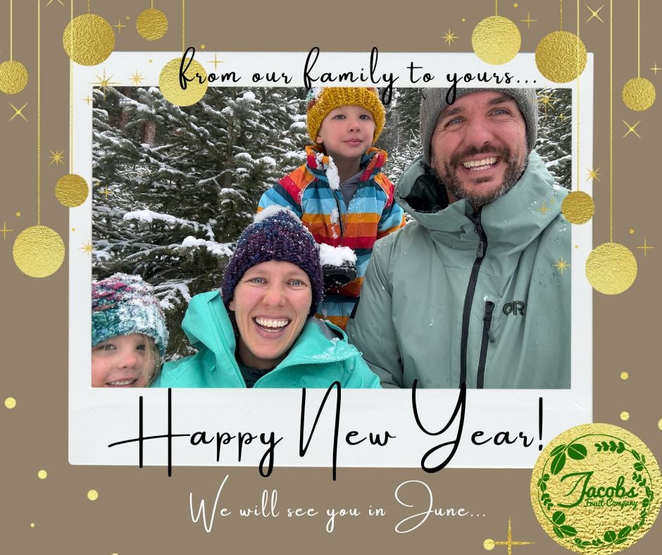 Happy New Year image from Jacobs Fruit showing the whole family