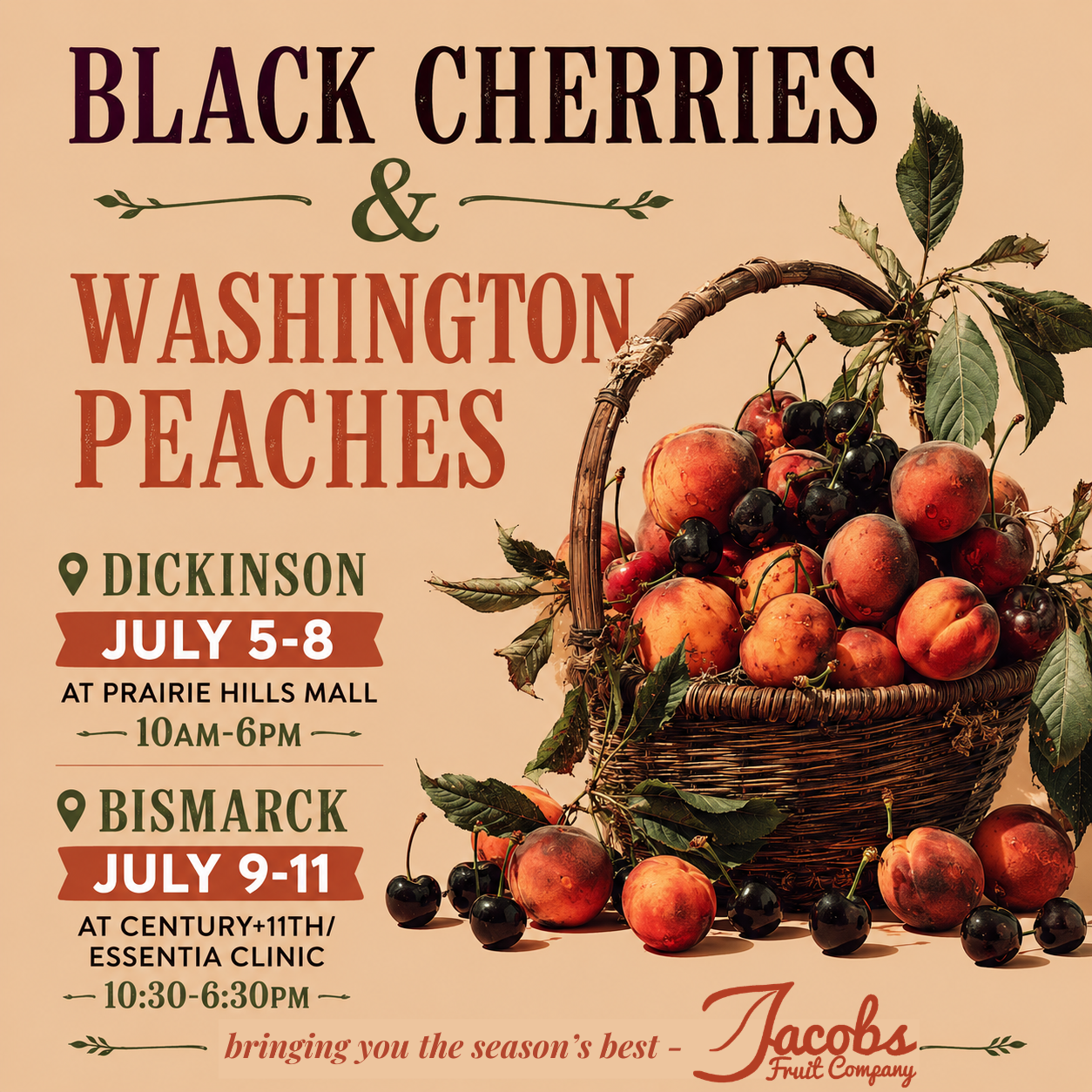 Black Cherries and Washington Peaches ad banner