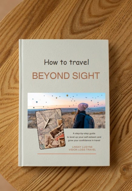 A photo of the E-book cover. How to travel beyond sight.