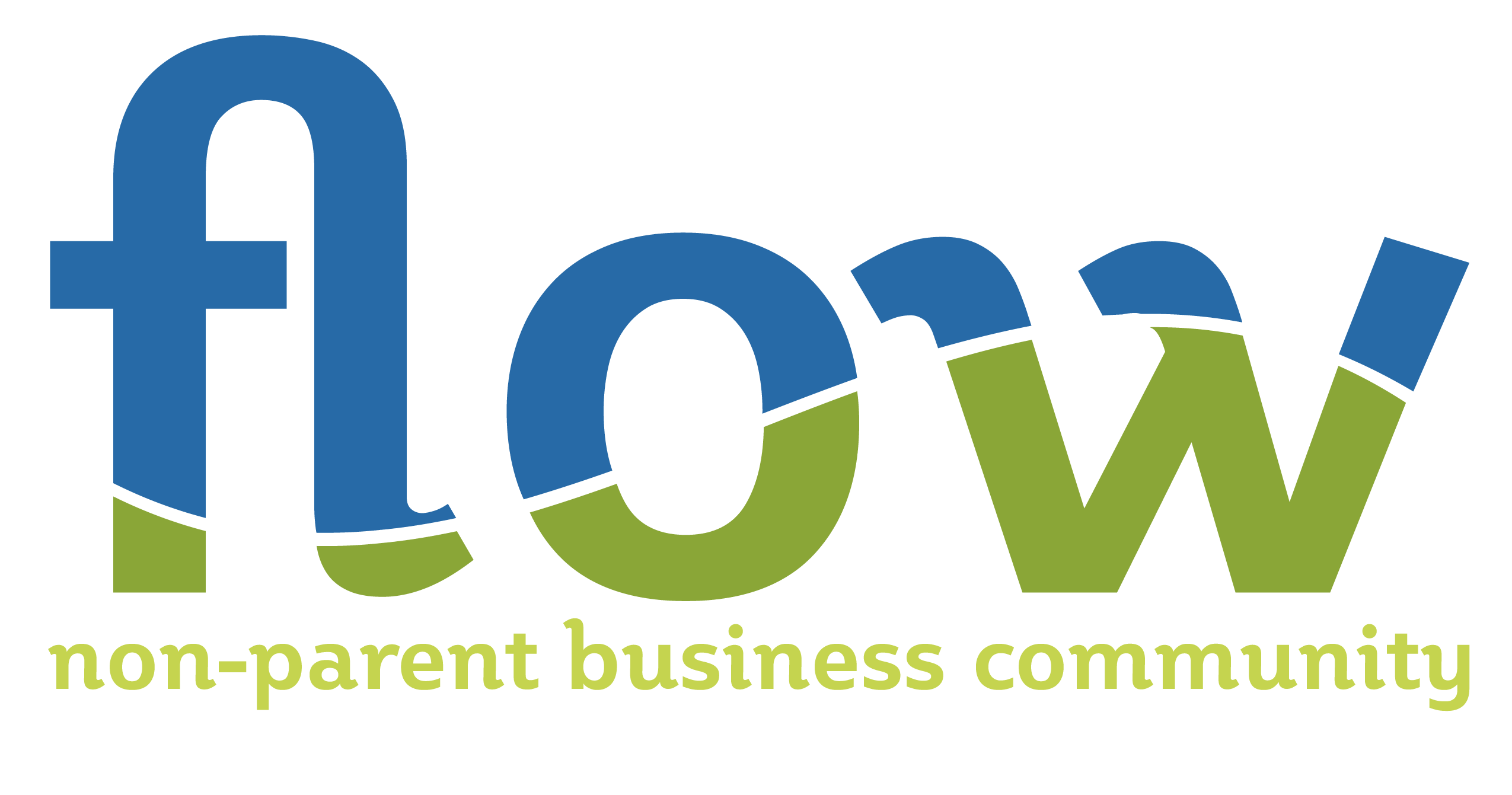 Flow, the non-parent business community logo in green and blue