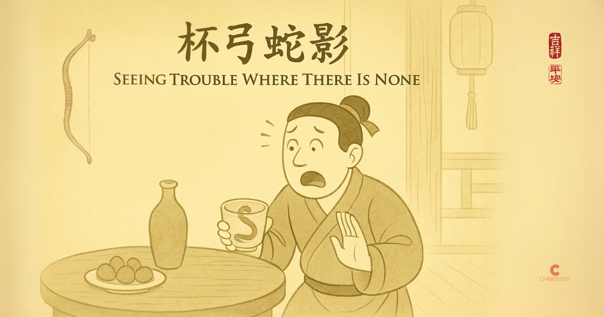 🐍 杯弓蛇影 bēi gōng shé yǐng – Seeing Trouble Where There Is None