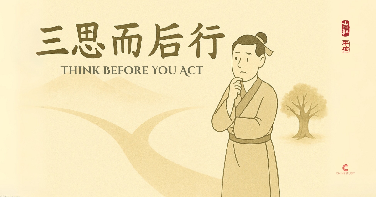 🧠 三思而后行 sān sī ér hòu xíng – Think Before You Act