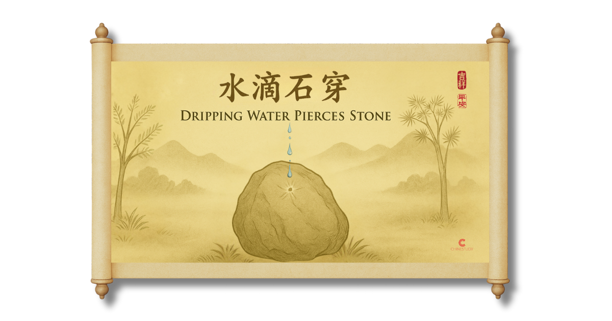 💧 水滴石穿 shuǐ dī shí chuān – Dripping Water Pierces Stone