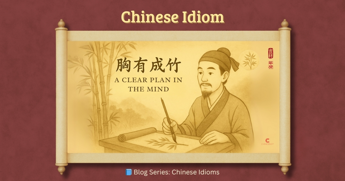 🎋 胸有成竹 xiōng yǒu chéng zhú – Calm and Ready to Begin