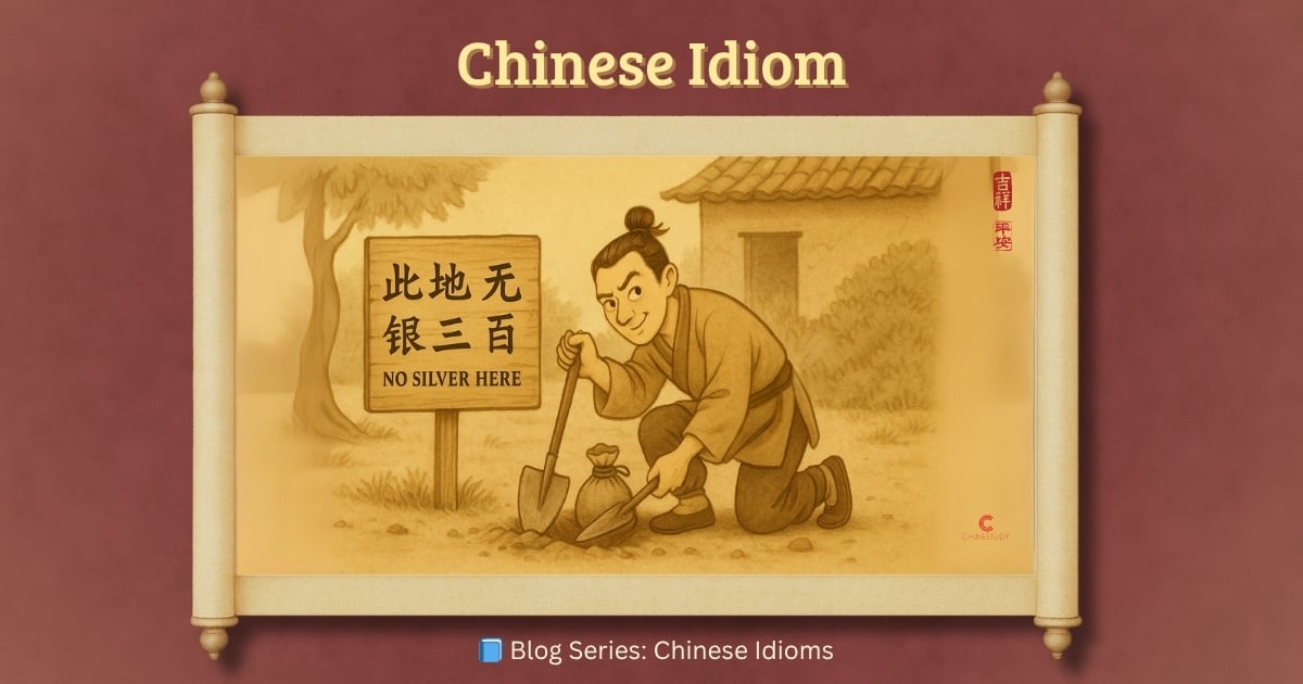🪙 此地无银三百两 cǐ dì wú yín sān bǎi liǎng – “No Silver Buried Here!”