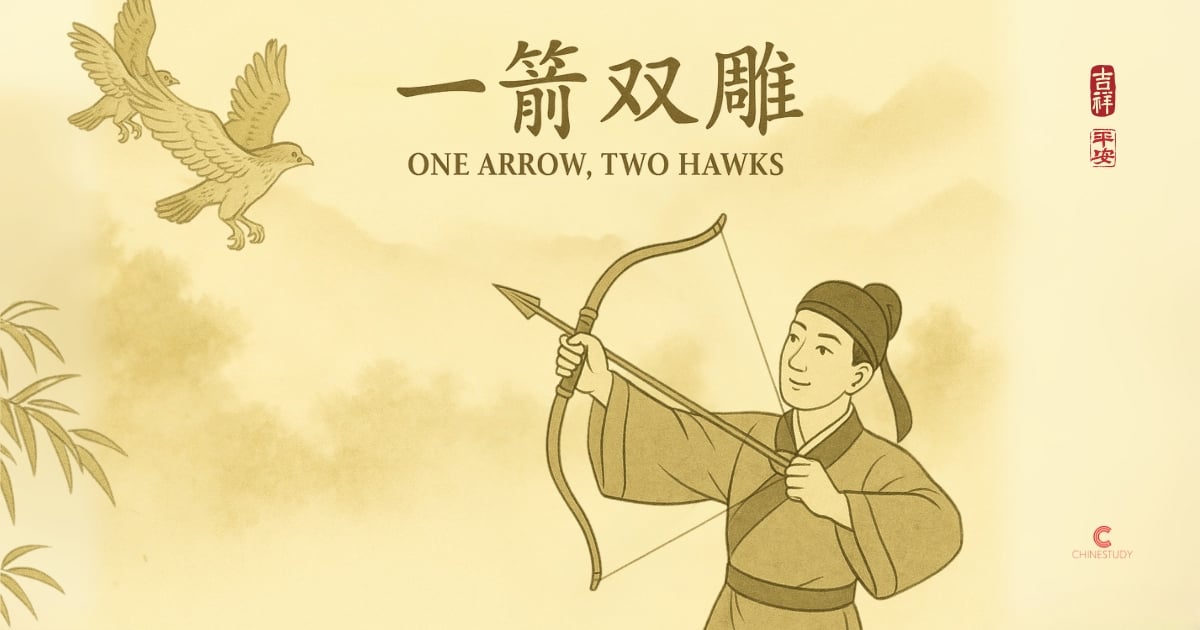 🏹 🦅 一箭双雕 yí jiàn shuāng diāo – Hitting Two Hawks with One Arrow