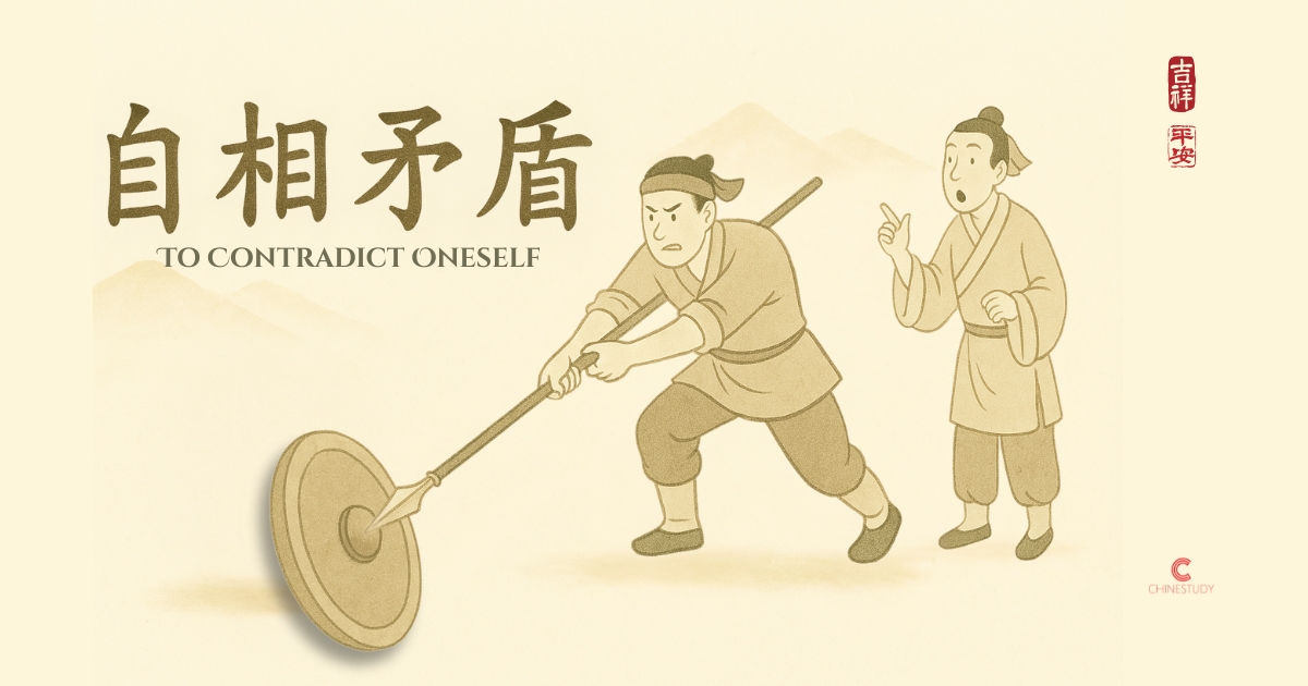 🛡️ 自相矛盾 zì xiāng máo dùn – To Contradict Oneself