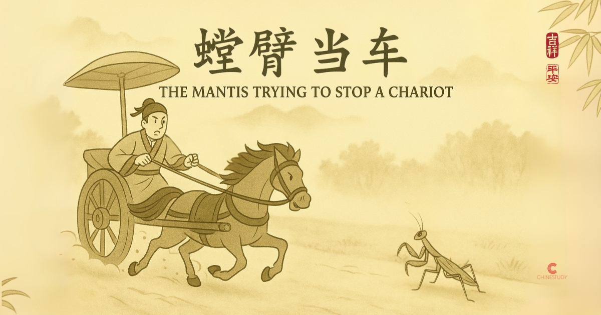 🛑 螳臂当车 táng bì dāng chē – The Mantis Trying to Stop a Chariot