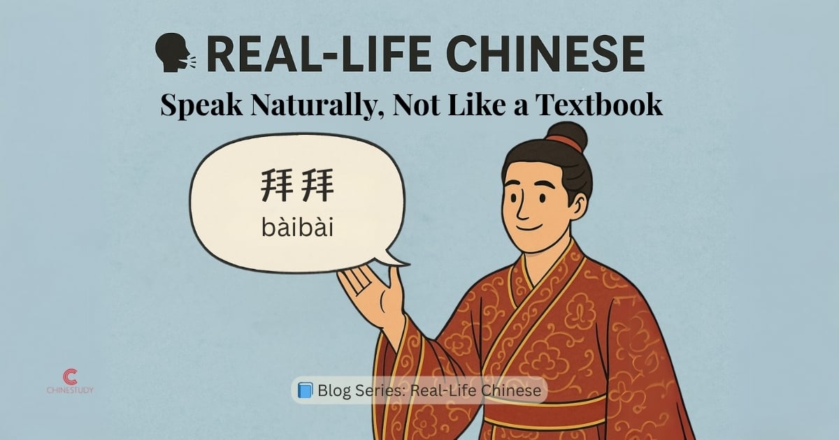 🗣️ Say This Instead: “拜拜 / 回见 / 走了” (bàibài / huíjiàn / zǒu le)