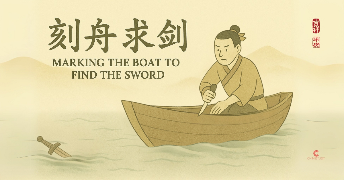 🛶 刻舟求剑 kè zhōu qiú jiàn – Marking the Boat to Find the Sword