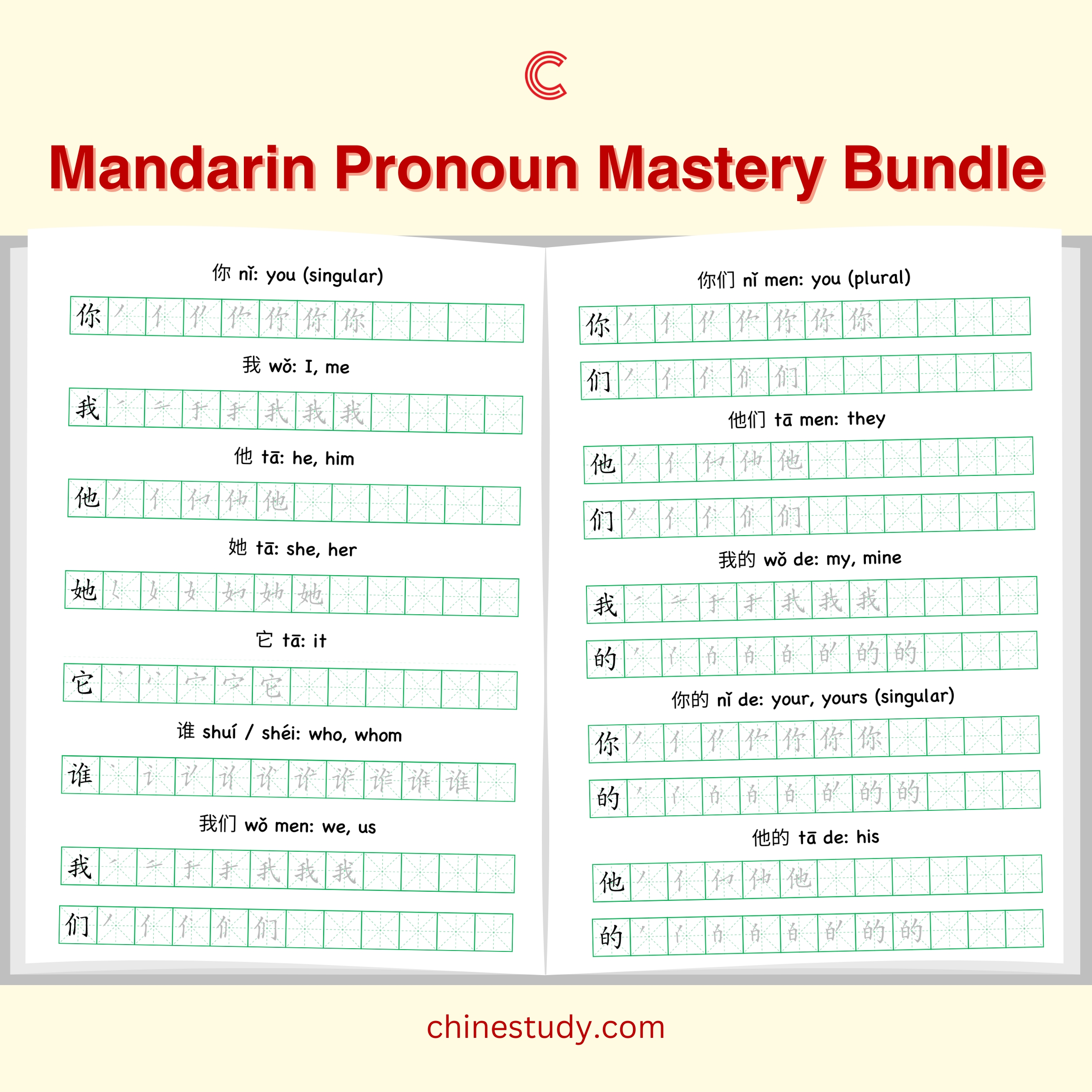 Mandarin Pronoun Mastery Bundle