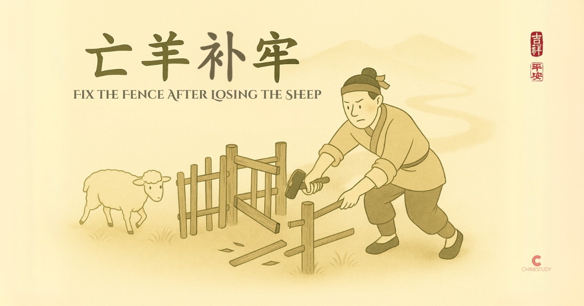 🐑 亡羊补牢 wáng yáng bǔ láo – Fix the Fence After Losing the Sheep
