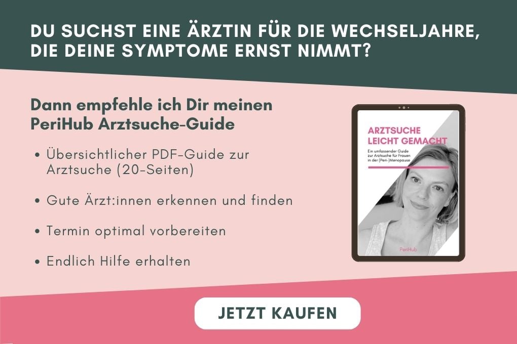 Arztsuche in den Wechseljahren Banner mit Link zum eBook und Leitfaden