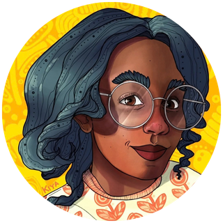 Kiya Jones' art of a black person wearing wire rimmed glasses