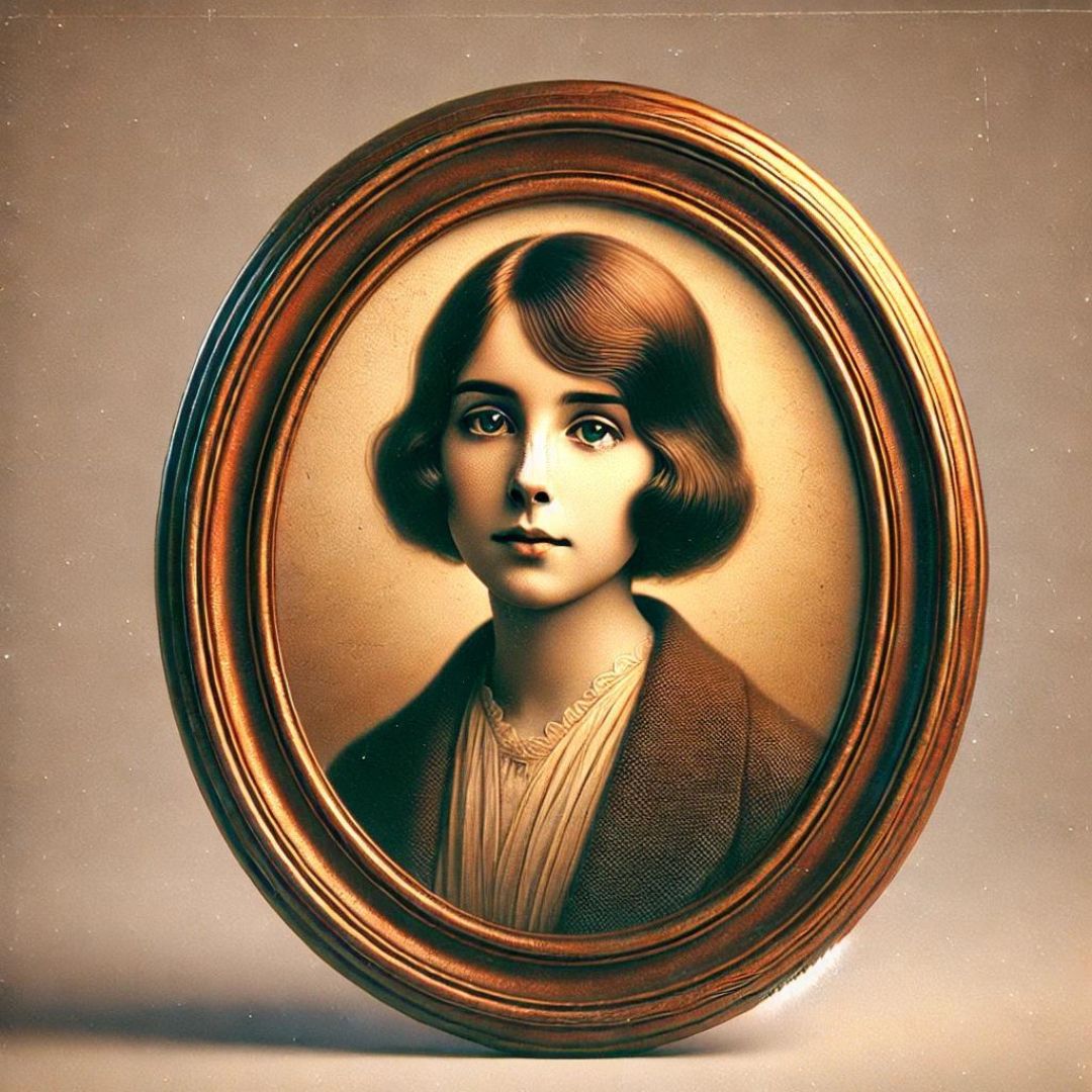 photo of young girl in oval frame