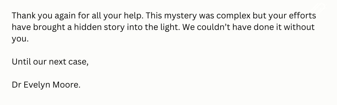Dr Moore's final email