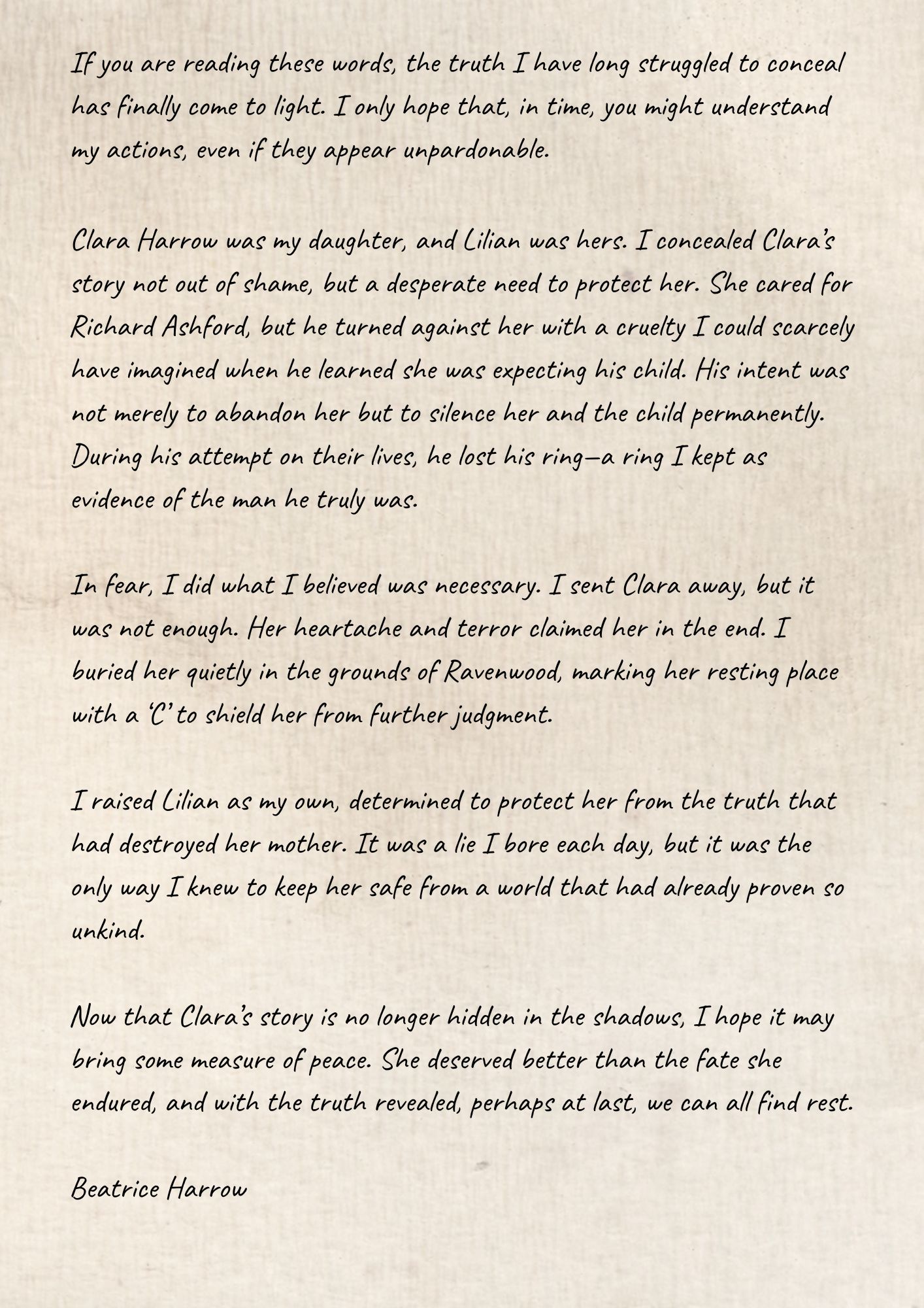 Beatrice Harrow's final letter