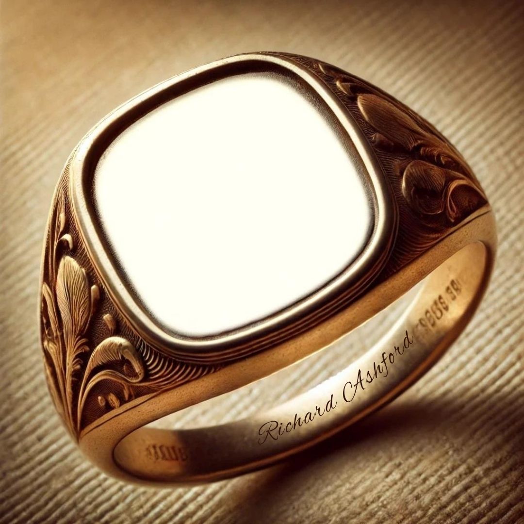 ornate man's ring, engraved 'Richard Ashford'
