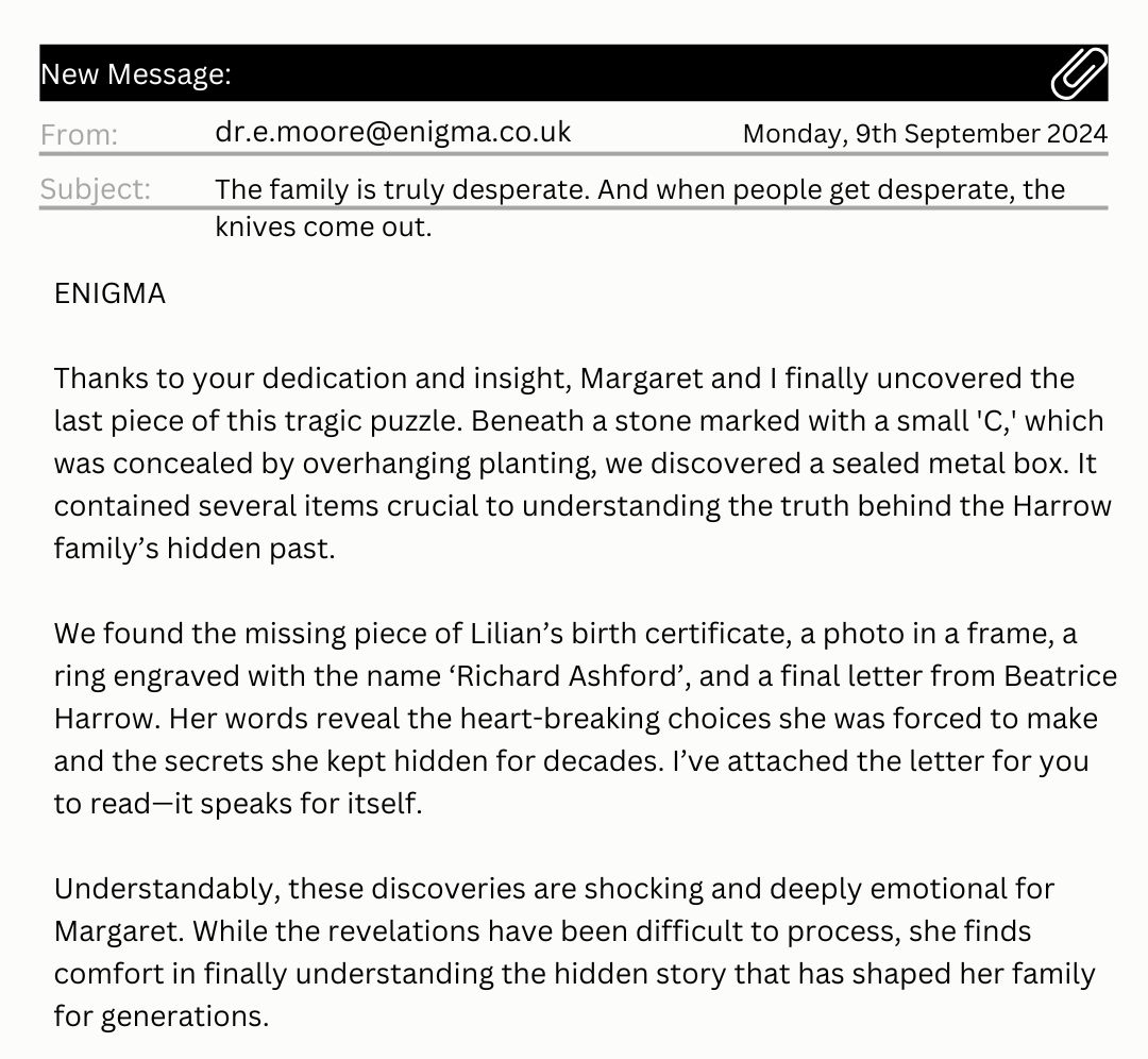 Dr Moore's final email