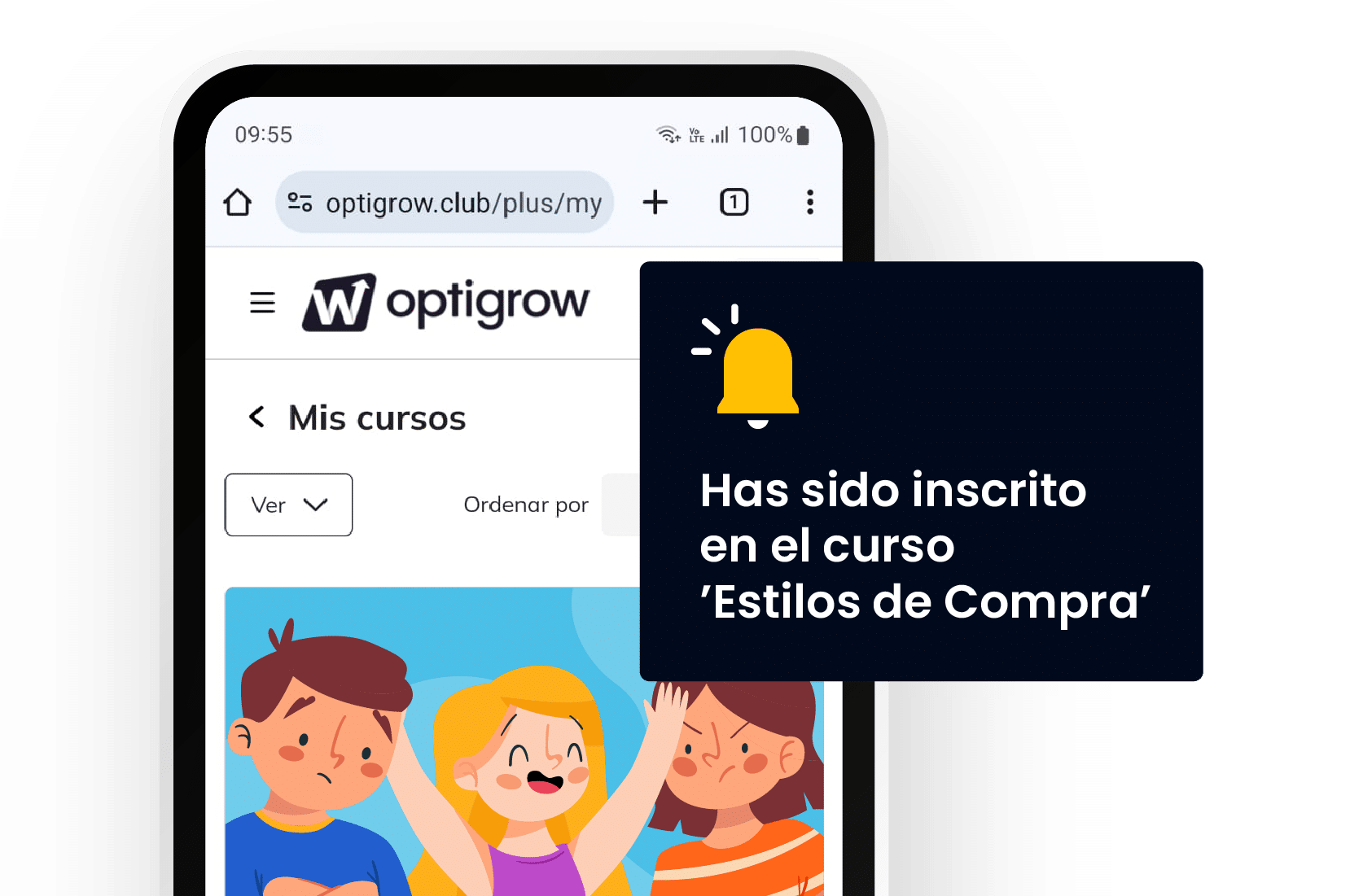 Imagen que celebra la finalización del curso con un mensaje de felicitaciones y reconocimiento al logro alcanzado.