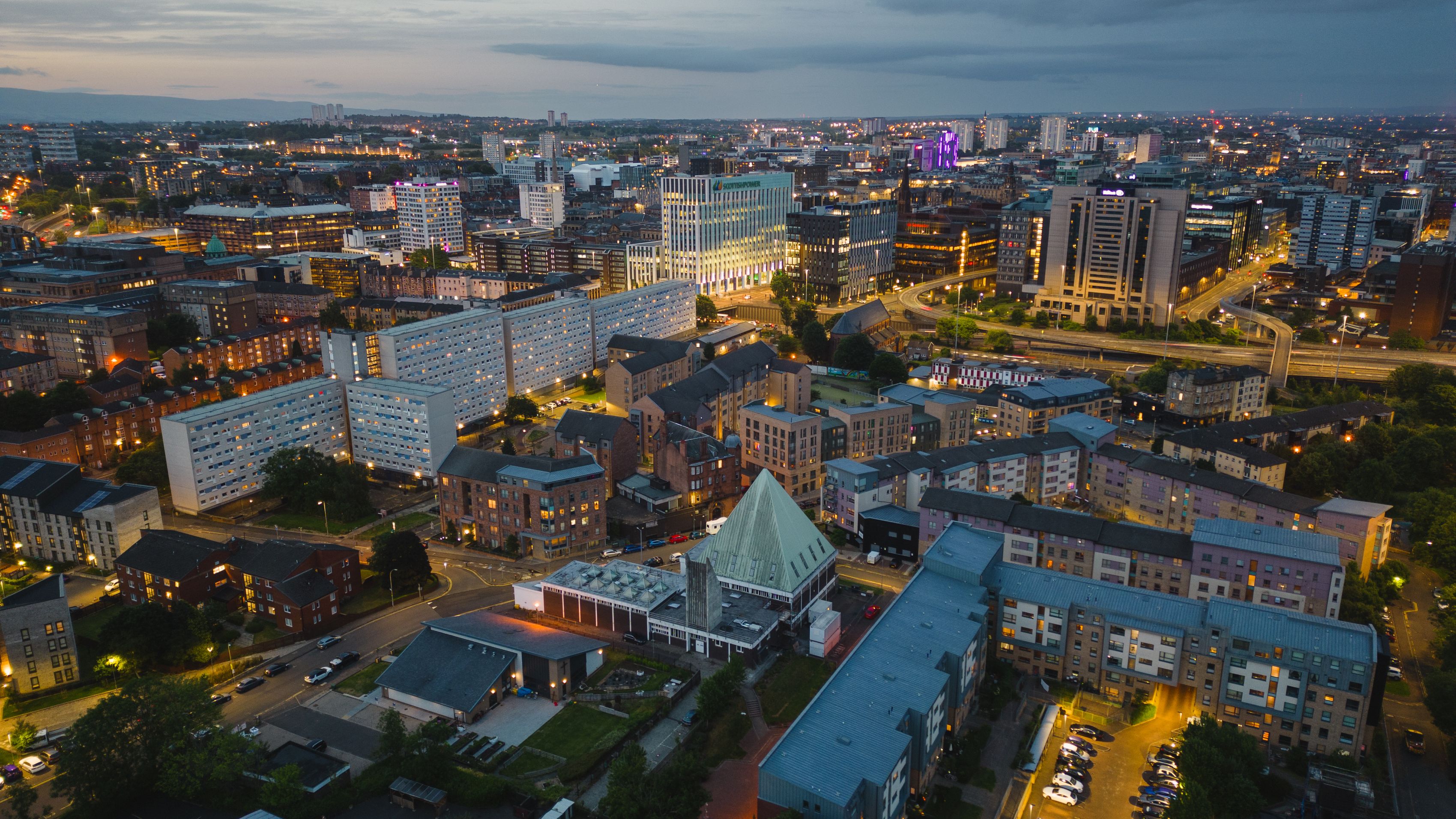 An aerial view of the Anderston area