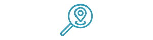 Magnifying glass with a location pin, representing expertly curated travel itineraries crafted by enthusiasts for seamless experiences in Tenerife and beyond.